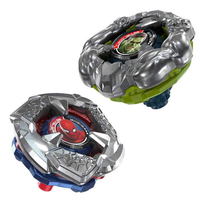 Beyblade X and Marvel, Spider-Man 6-60R vs. Hulk 3-85N, 2 Takara Tomy competition Beyblades, 2 launchers, for ages 8 and up
