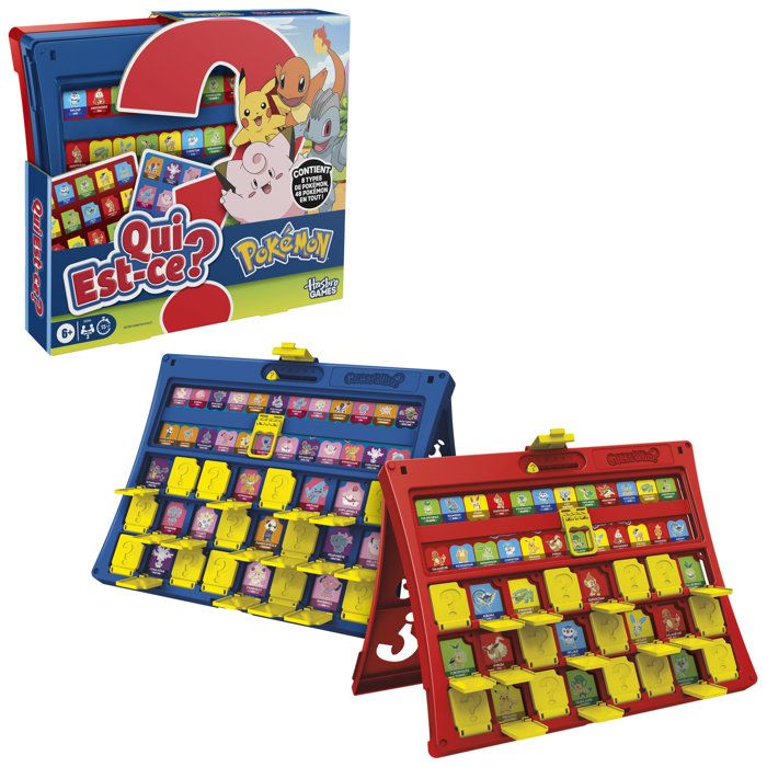 Qui est-ce ? édition Pokémon, 48 Pokémon, jeu de plateau familial compact et amusant pour enfants, 2 joueurs, 15 min, des 6 ans