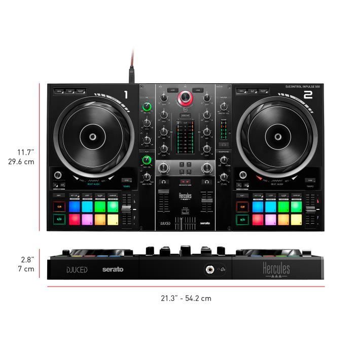 HERCULES DJCONTROL INPULSE 500 - DJ controller - Audio interface & integrated hardware mixer