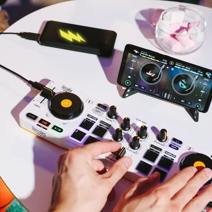 HERCULES DJControl Mix - Wireless Bluetooth DJ Controller for Smartphones (iOS and Android)