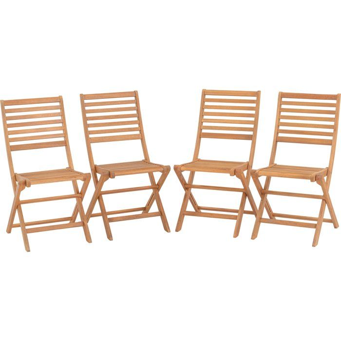 Set of 2 folding Acacia FSC garden chairs - 47 x 57.5 x H.89.5 cm