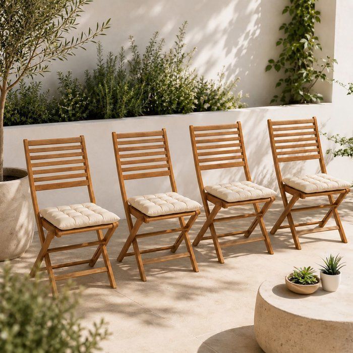 Set of 2 folding Acacia FSC garden chairs - 47 x 57.5 x H.89.5 cm