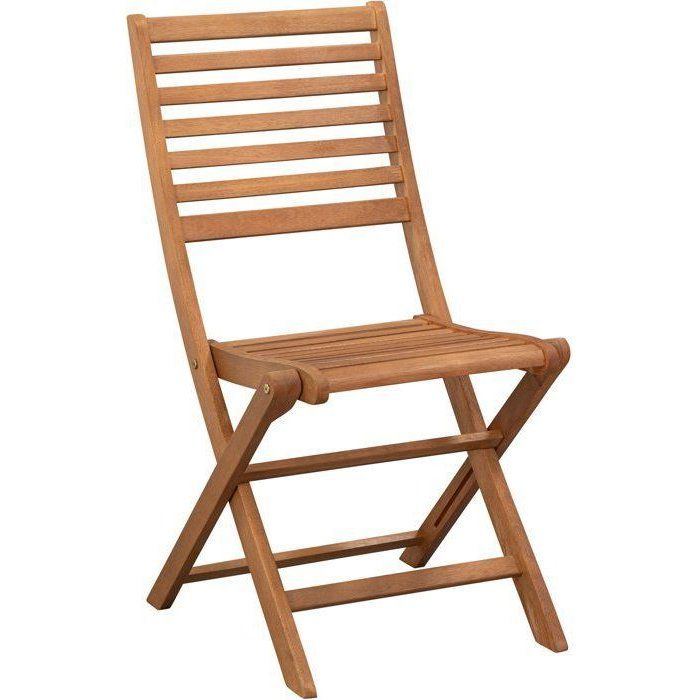 Set of 2 folding Acacia FSC garden chairs - 47 x 57.5 x H.89.5 cm