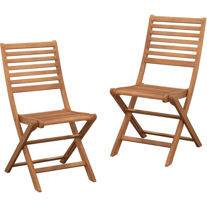 Set of 2 folding garden chairs in FSC eucalyptus - 57 x 46.5 x 90 cm