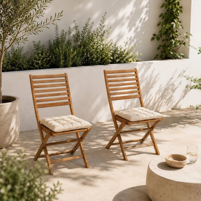 Set of 2 folding garden chairs in FSC eucalyptus - 57 x 46.5 x 90 cm