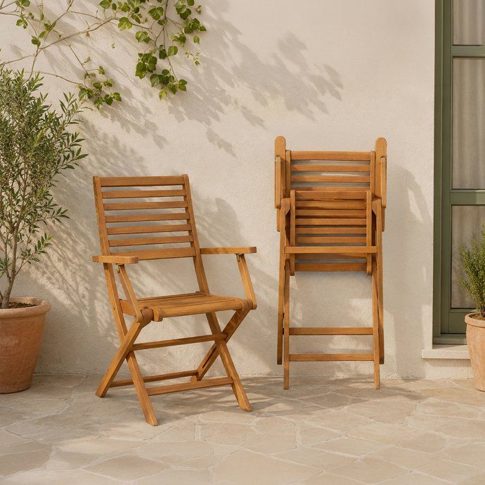 Set of 2 folding garden chairs in eucalyptus FSC - 57,5x56x90cm