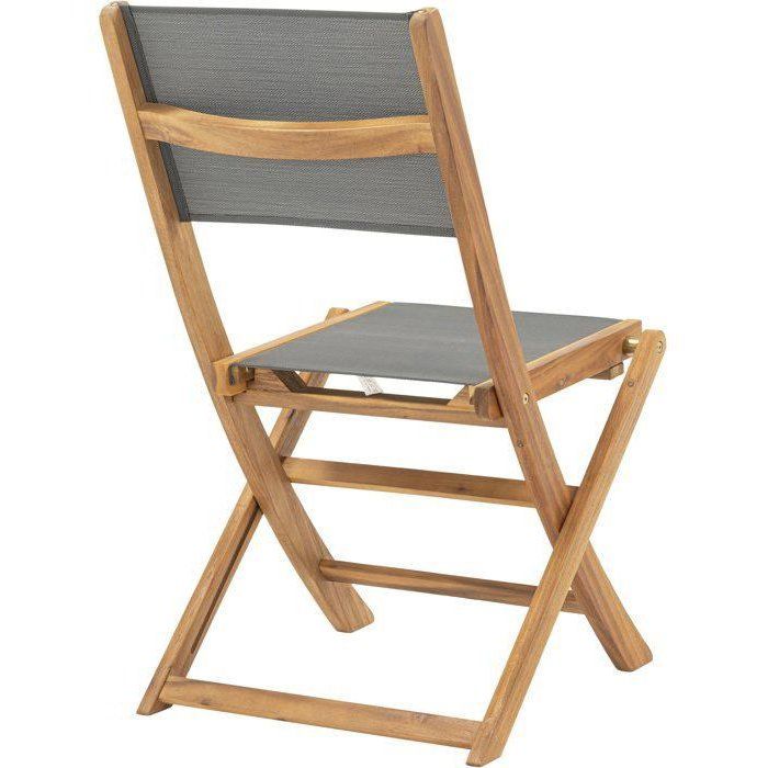 Set of 4 FSC acacia wood garden chairs and textilene seat - 50 x 57 x 90 cm - Gray
