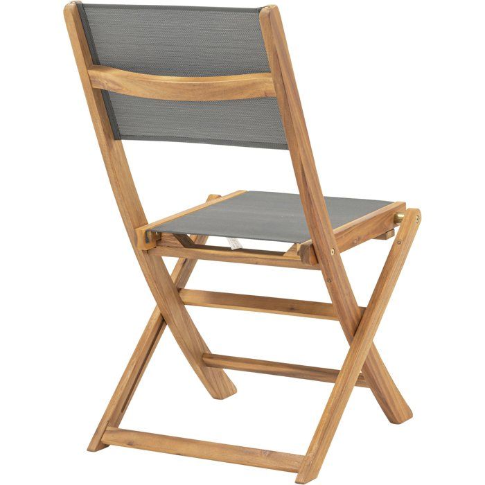 Set of 2 FSC and textilene acacia wood chairs - Gray