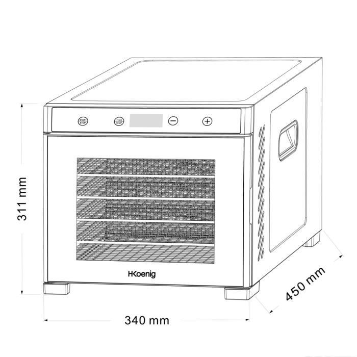 Food dehydrator - HKoeNIG - DSY900 - Timer - Variable temperature - Power 650 W
