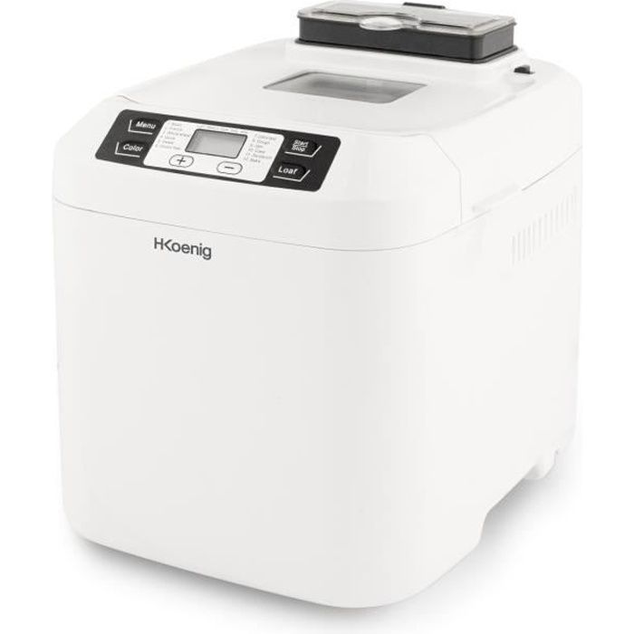 H.KoeNIG BAKE340 - Bread maker with seeds - 12 programs - 3 cooking levels - 550W - 2 sizes: 650 or 800g - LCD screen
