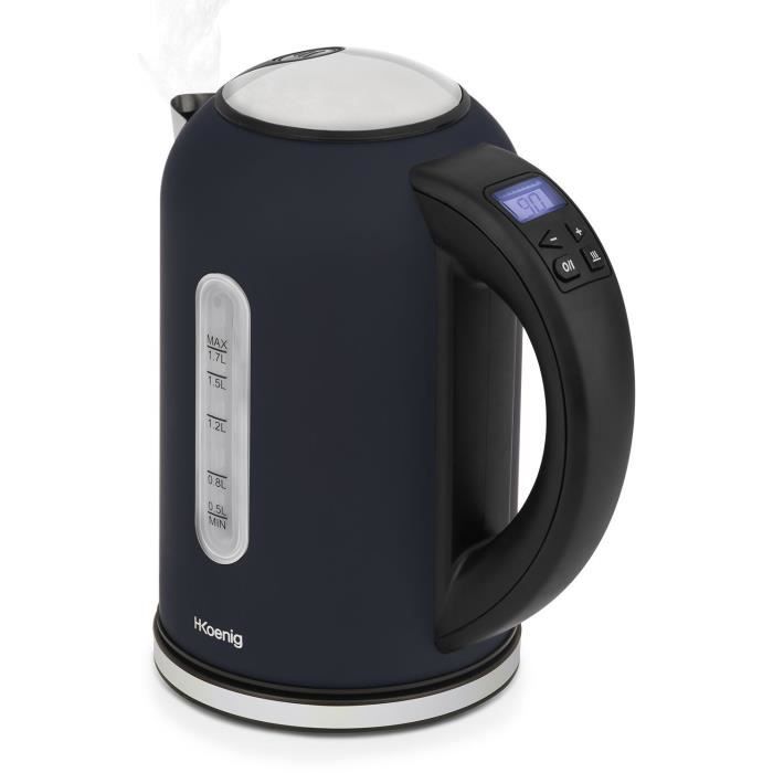Programmable kettle - HKoeNIG - Boe56 - 1.7L - 2200 W - Adjustable temperature - LCD screen - Matte midnight blue and stainless steel