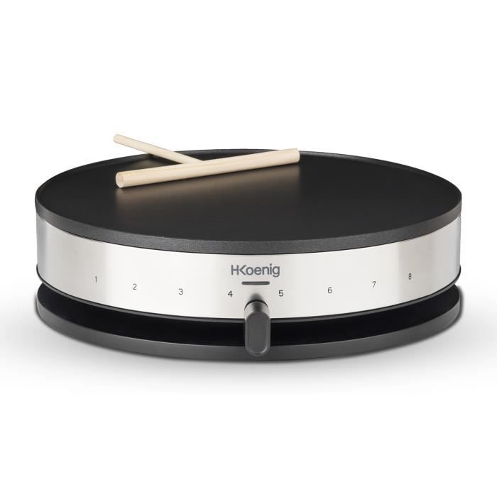 HKoeNIG KREP29 Crepiere 33cm - Temperature up to 230 ° C - 1300W - Non-stick coating - Heating indicator - Stainless steel band