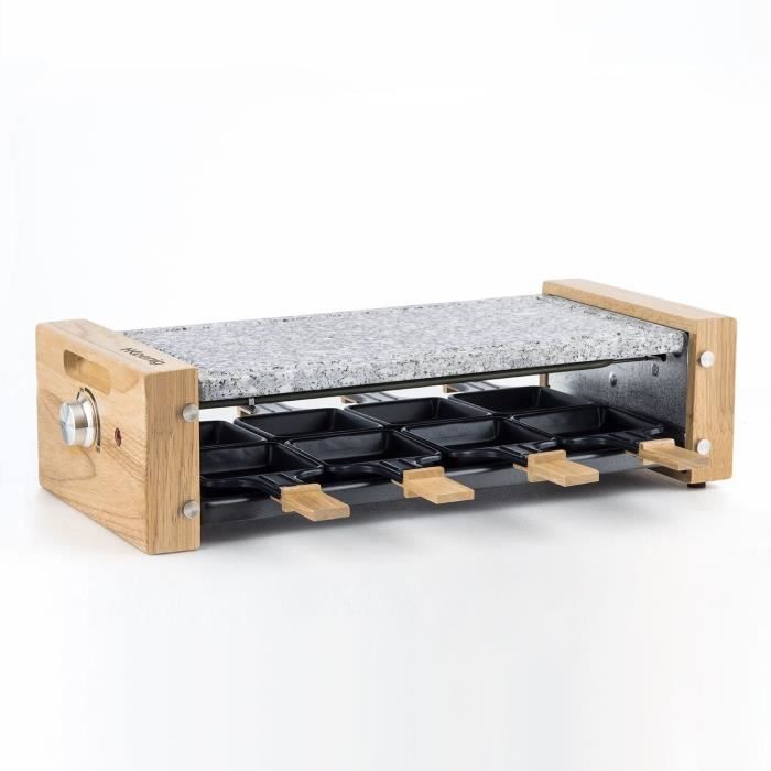 HKoeNIG raclette/grill appliance - 8 people - Wooden design - Cooking surface 38x19.5 cm - Power 1200W