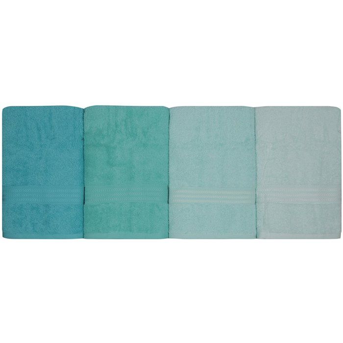 Ensemble de 4 serviettes de bain - 70 x 140 cm - Vert menthe