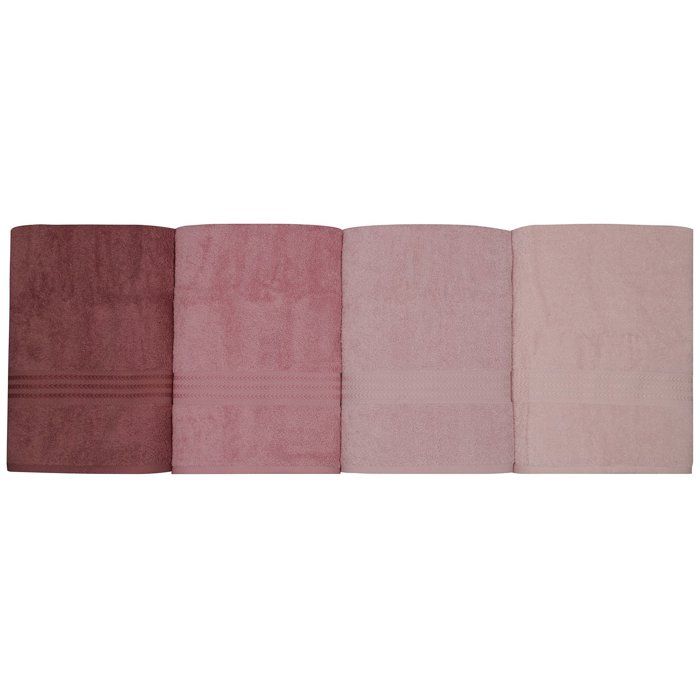 Ensemble de 4 serviettes de bain - 70 x 140 cm - Poudre