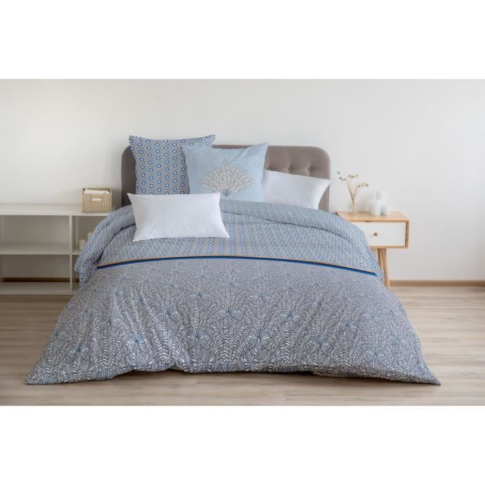 HOME LINGE PASSION Luxor duvet set - 1 duvet cover 240 x 260 cm + 2 pillowcases 65 x 65 cm - Blue and white