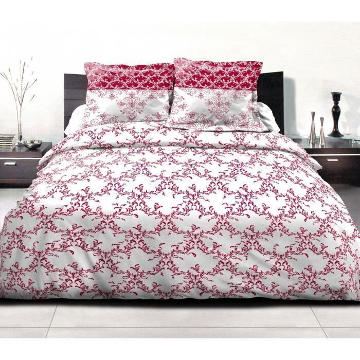 Duvet set 220x240 cm HOME LINGE PASSION FRISE: Duvet cover + 2 pillowcases - 100% Cotton 57 thread count - Burgundy