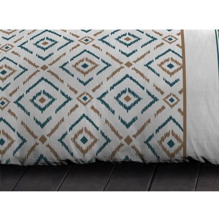 Ethno microfiber duvet set - 1 duvet cover 140x200 cm + 1 pillowcase 63x63 cm - Duck blue - Home Linen Passion