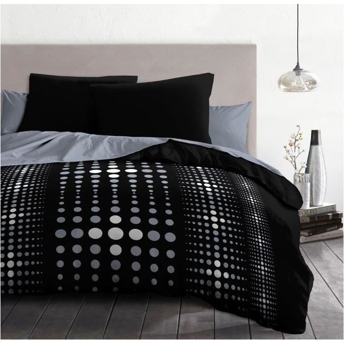 Steevy microfiber duvet set - 1 duvet cover 240x260 cm + 2 pillowcases 63x63 cm - black - Home Linen Passion