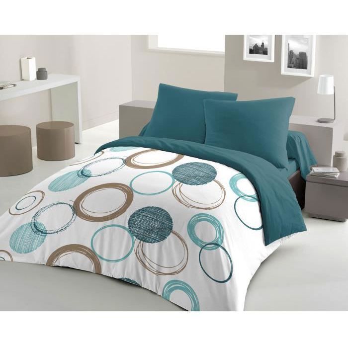 HOME LINGE PASSION Audace duvet set - duvet 220 x 240 cm + 2 pillowcases 63x63 cm - Duck blue