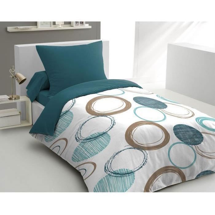 HOME LINGE PASSION Audace duvet set - duvet 140 x 200 cm + 2 pillowcases 63x63 cm - Duck blue