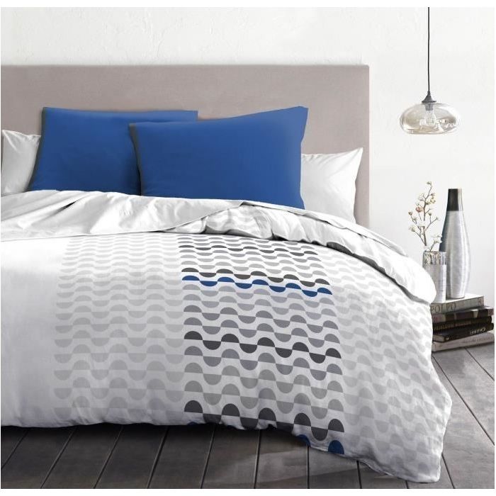 AMBROISIE Microfiber Duvet Cover Set - 1 Duvet Cover 140 x 200 cm + 1 Pillowcase 63 x 63 cm - Blue