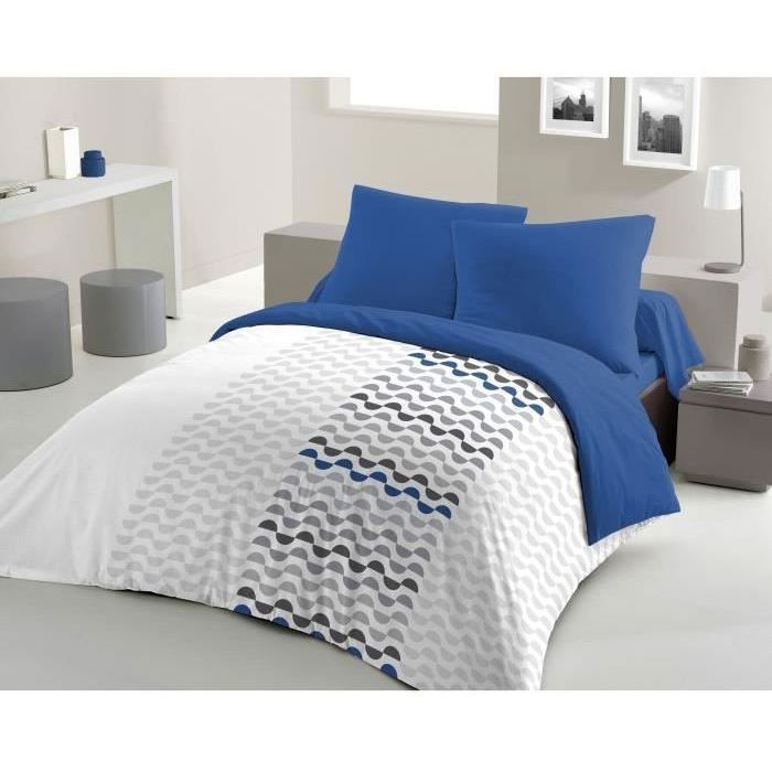 AMBROISIE Microfiber Duvet Cover Set - 1 Duvet Cover 220 x 240 cm + 2 Pillowcases 63 x 63 cm - Blue