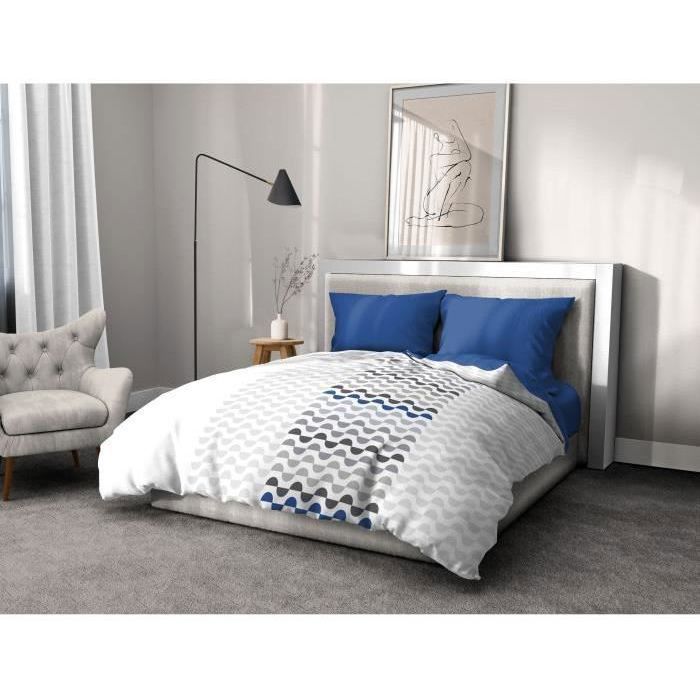 AMBROISIE Microfiber Duvet Cover Set - 1 Duvet Cover 240 x 260 cm + 2 Pillowcases 63 x 63 cm - Blue