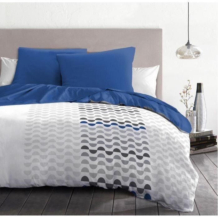 AMBROISIE Microfiber Duvet Cover Set - 1 Duvet Cover 240 x 260 cm + 2 Pillowcases 63 x 63 cm - Blue