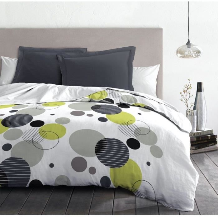 Microfiber bedding set - HOME LINGE PASSION - BULLES DE REVE - Cover 240 x 260 cm + 2 pillowcases 63 x 63 cm - Grey