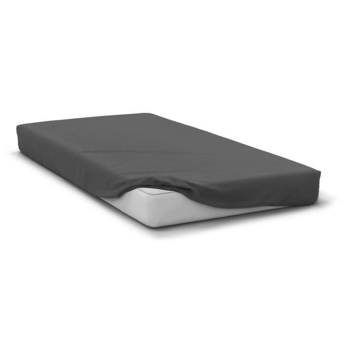 Fitted sheet - HOME LINGE PASSION - HP71762 - 90 x 190 cm + 30 cm bonnet - Microfiber - 82 g - Anthracite gray