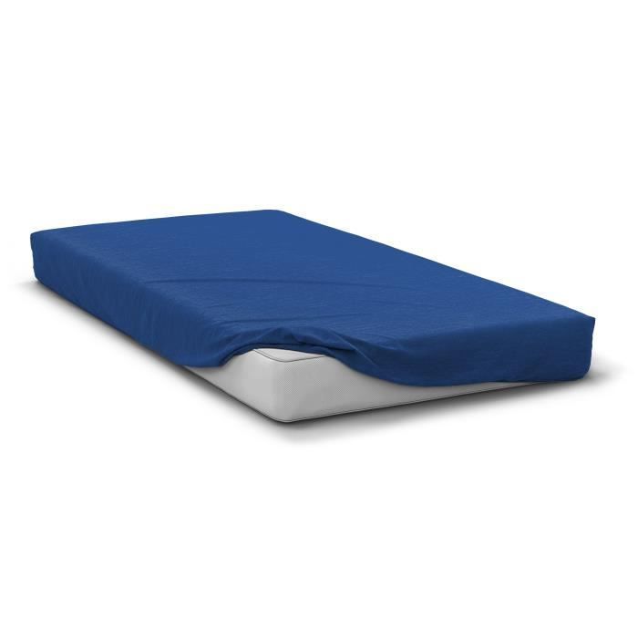 Fitted sheet - HOME LINGE PASSION - HP71763 - 90 x 190 cm + 30 cm bonnet - Microfiber - 82 g - Blue