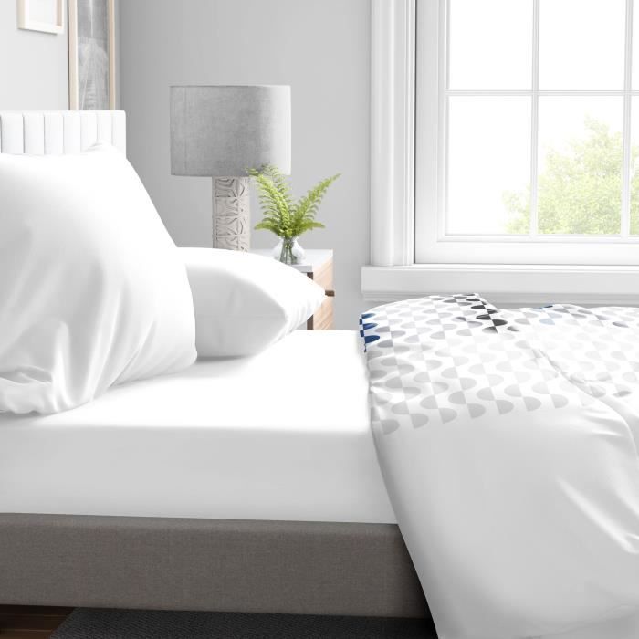 Fitted sheet - HOME LINGE PASSION - HP71764 - 140 x 190 cm + 30 cm bonnet - Microfiber - 82 g - White