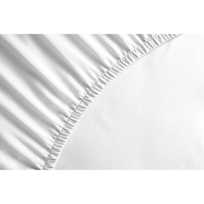 Fitted sheet - HOME LINGE PASSION - HP71768 - 160 x 200 cm + 30 cm bonnet - Microfiber - 82 g - White