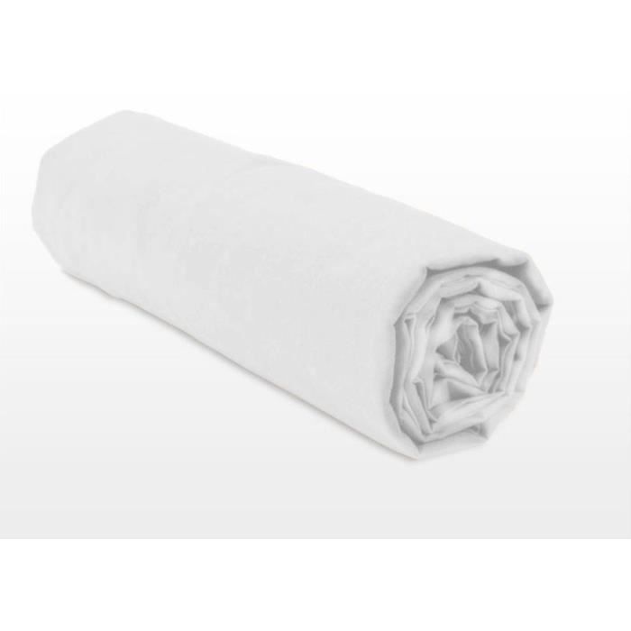 Fitted sheet - HOME LINGE PASSION - HP71768 - 160 x 200 cm + 30 cm bonnet - Microfiber - 82 g - White