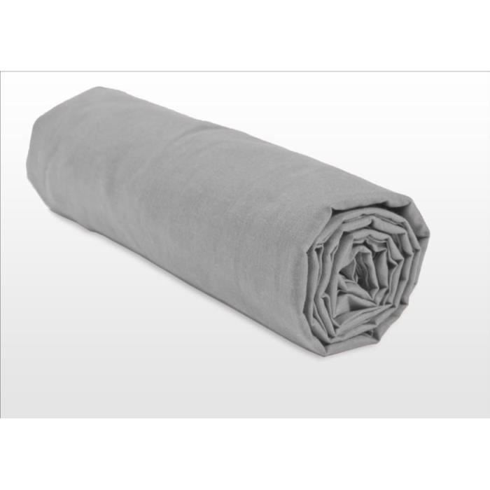 Fitted sheet - HOME LINGE PASSION - HP71769 - 160 x 200 cm + 30 cm bonnet - Microfiber - 82 g - Light gray