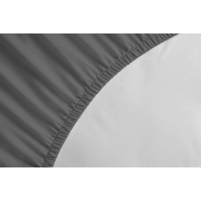 Fitted sheet - HOME LINGE PASSION - HP71770 - 160 x 200 cm + 30 cm bonnet - Microfiber - 82 g - Anthracite gray