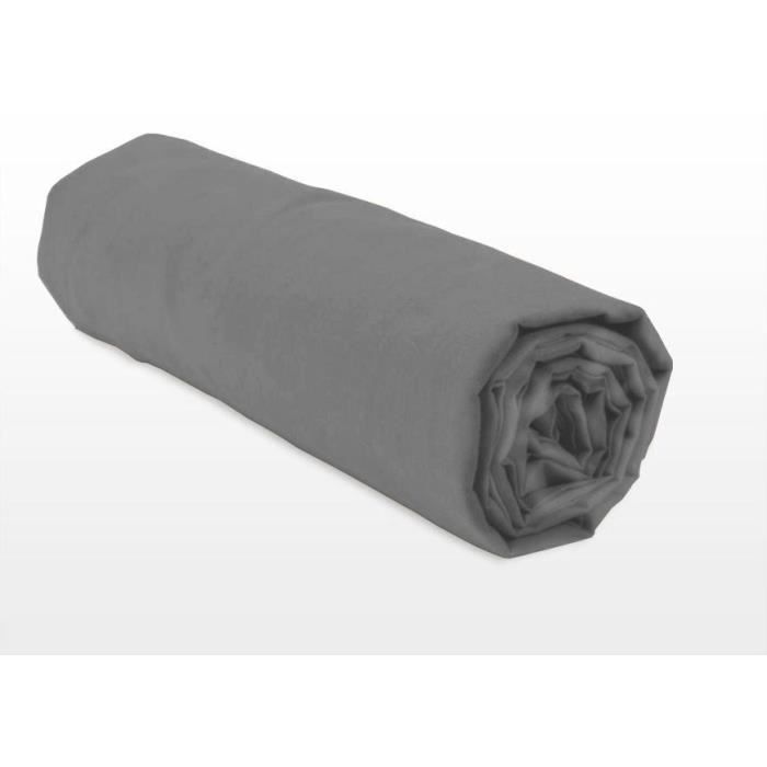 Fitted sheet - HOME LINGE PASSION - HP71770 - 160 x 200 cm + 30 cm bonnet - Microfiber - 82 g - Anthracite gray