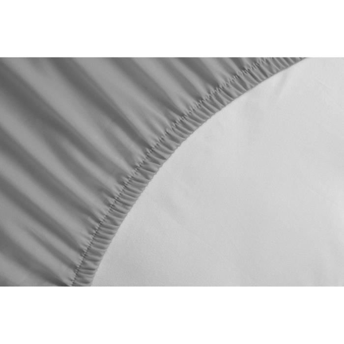 Fitted sheet - HOME LINGE PASSION - HP71773 - 180 x 200 cm + 30 cm bonnet - Microfiber - 82 g - Light gray
