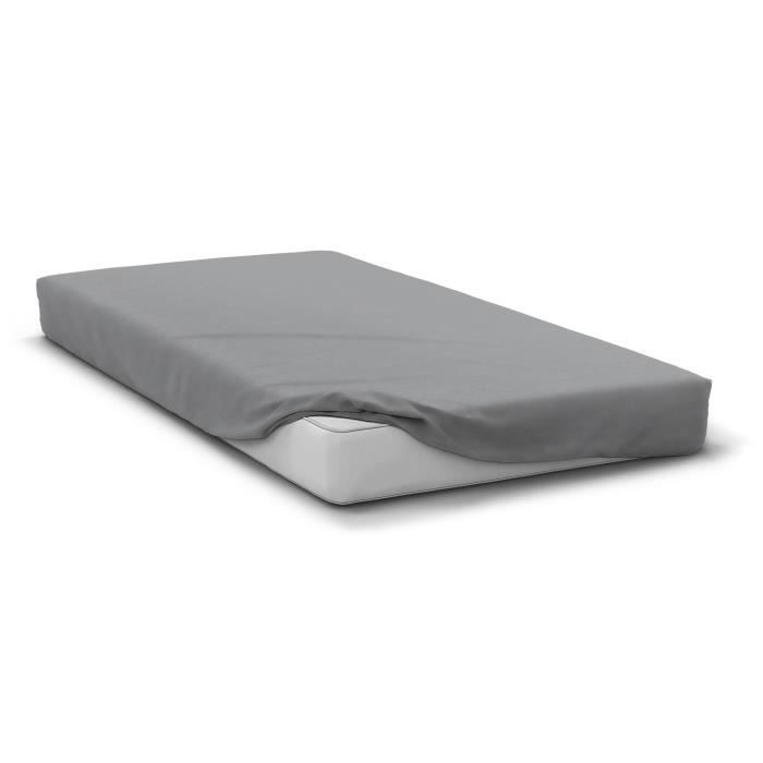 Fitted sheet - HOME LINGE PASSION - HP71773 - 180 x 200 cm + 30 cm bonnet - Microfiber - 82 g - Light gray
