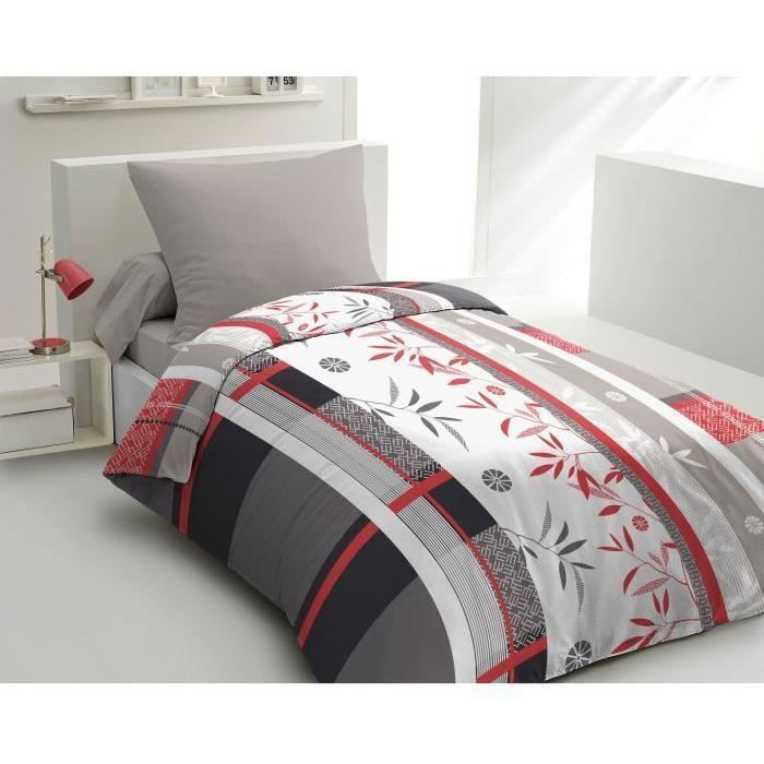Microfiber bedding set - HOME LINGE PASSION - SHIZUOKA - Cover 140 x 200 cm + 1 pillowcase 63 x 63 cm - Blue