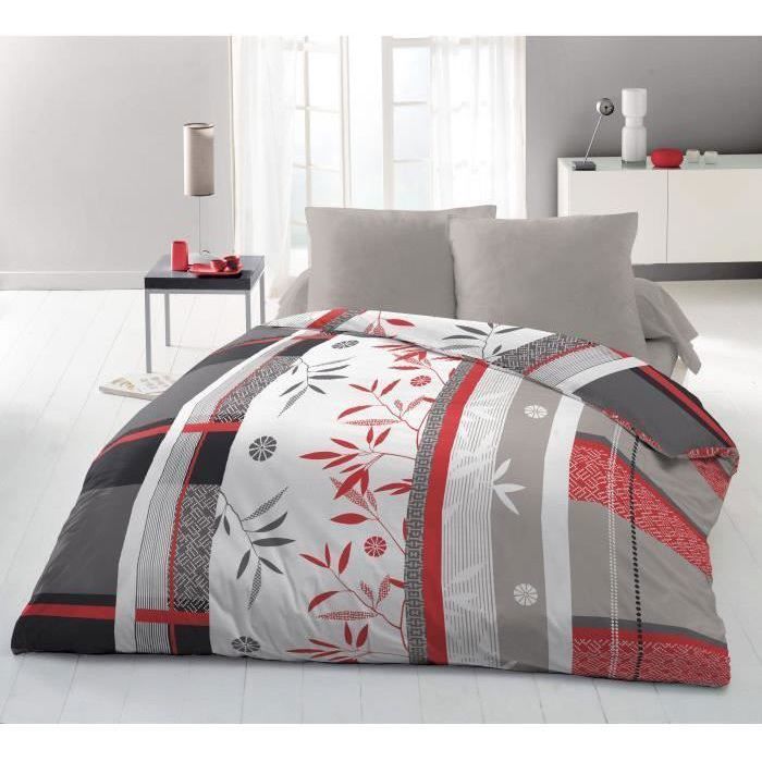 Microfiber bedding set - HOME LINGE PASSION - SHIZUOKA - Cover 220 x 240 cm + 2 pillowcases 63 x 63 cm - Blue
