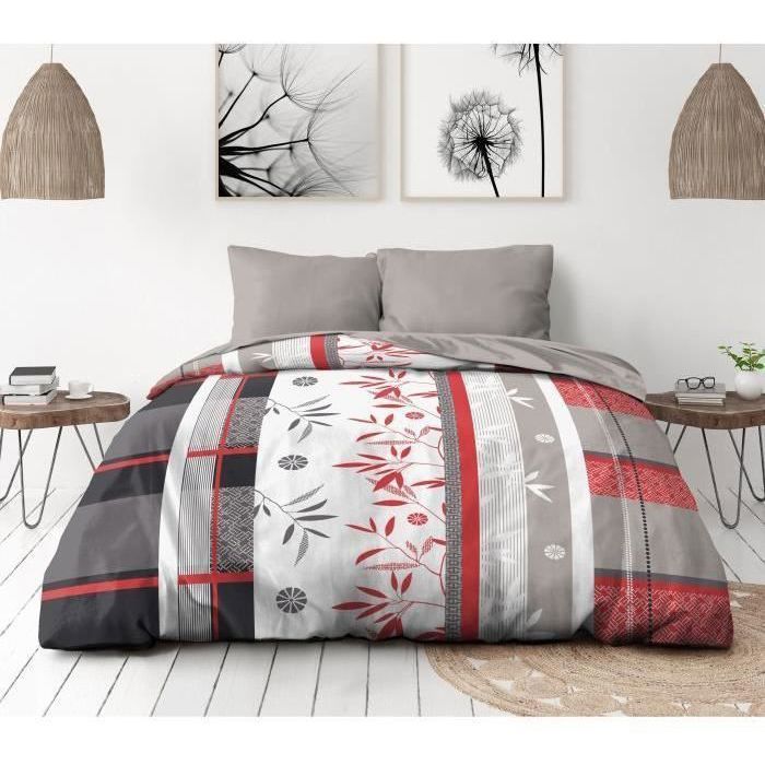 Microfiber bedding set - HOME LINGE PASSION - SHIZUOKA - Cover 240 x 260 cm + 2 pillowcases 63 x 63 cm - Blue
