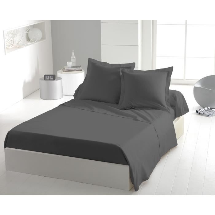 Flat sheet - HOME LINGE PASSION - 240 x 300 cm - Anthracite
