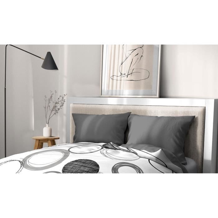 Set of 2 pillowcases - HOME LINGE PASSION - 50 x 70 cm - Anthracite gray