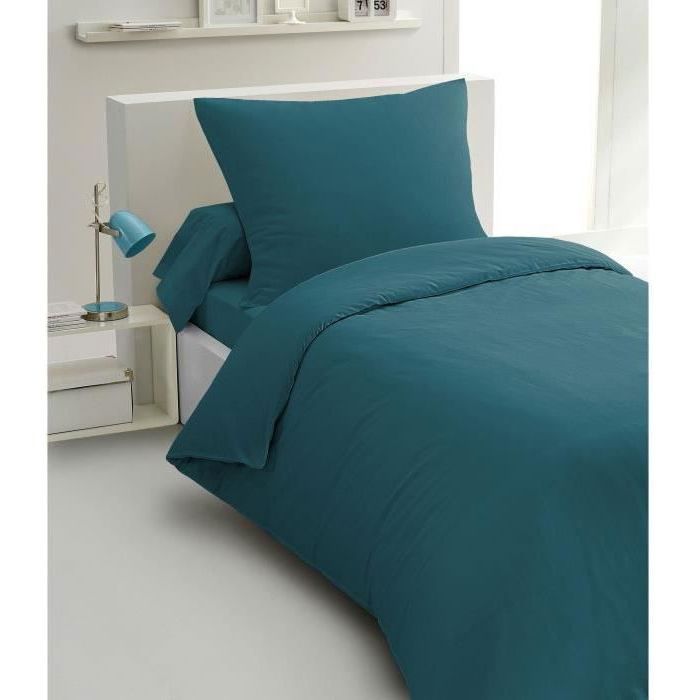 2-piece duvet set - HOME LINGE PASSION - HP72065 - 82 g Microfiber - 140 x 200 cm - Duck blue