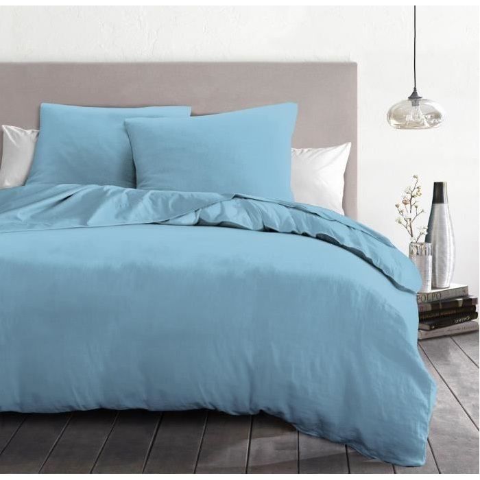 3-piece duvet set - HOME LINGE PASSION - HP72067 - 82 g Microfiber - 220 x 240 cm - Sky blue