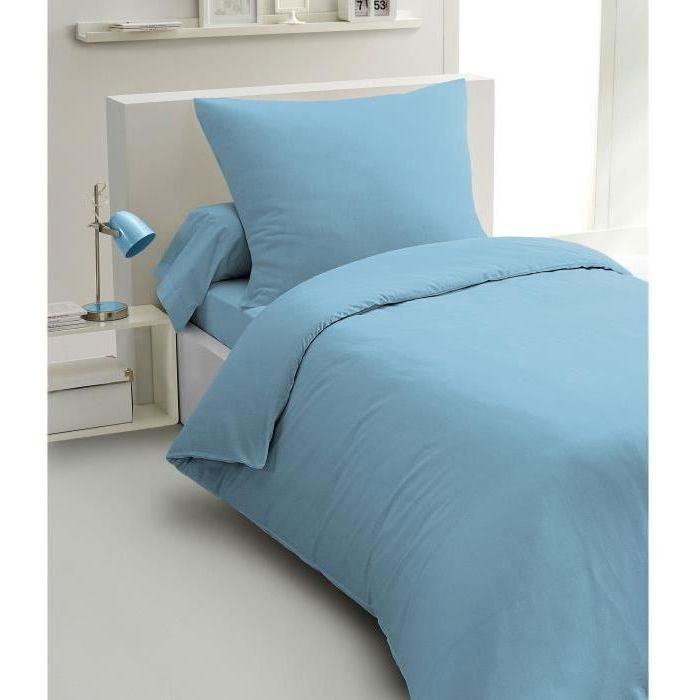 2-piece duvet set - HOME LINGE PASSION - HP72068 - 82 g Microfiber - 140 x 200 cm - Sky blue