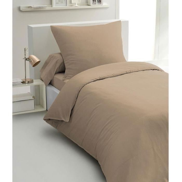 2-piece duvet set - HOME LINGE PASSION - HP72071 - 82 g Microfiber - 140 x 200 cm - Beige
