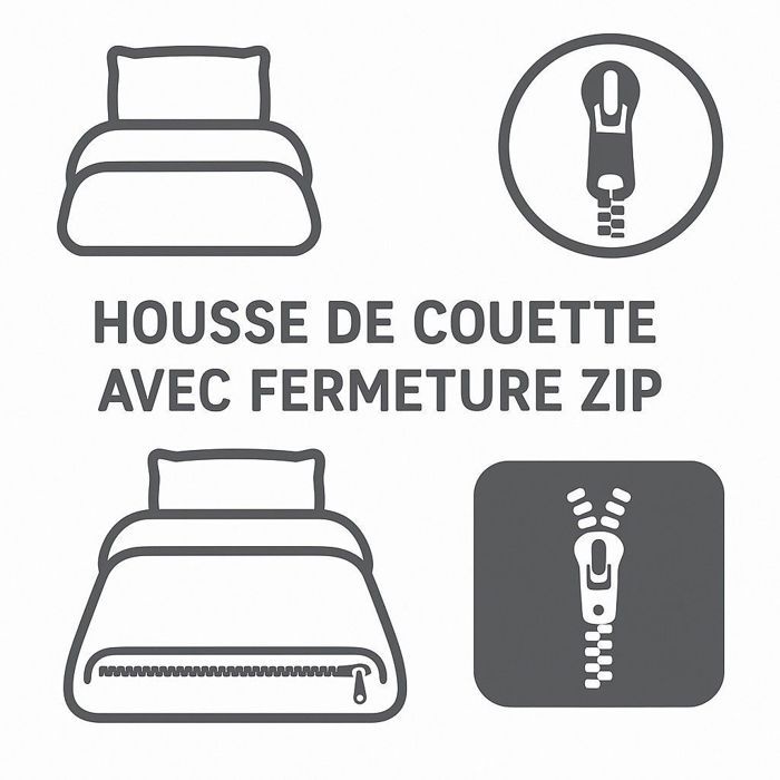 2-piece duvet set - HOME LINGE PASSION - HP72080 - 82 g Microfiber - 140 x 200 cm - Light gray